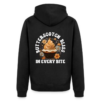 Butterscotch Sweet Caramel Food Foodie Butter - Unisex Premium Organic Zip Hoodie - black - Back - Nico (187cm)