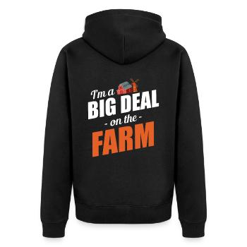 Ich Bin Eine Große Sache Auf Dem Bauernhof - Unisex Premium Bio Zip Hoodie - Schwarz - Hinten - Nico (187cm)