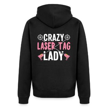 Player - Unisex Premium Organic Zip Hoodie - black - Back - Nico (187cm)