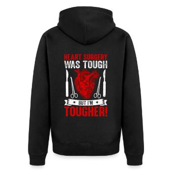 Genesung Überlebender - Unisex Premium Bio Zip Hoodie - Schwarz - Hinten - Nico (187cm)