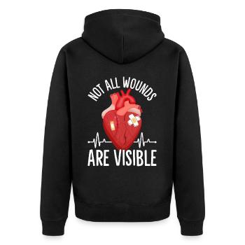 Survivant d’une chirurgie à cœur ouvert - Veste à capuche bio Premium Unisexe - noir - Dos - Nico (187cm)