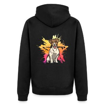 Jack Russell - Unisex Premium Bio Zip Hoodie - Schwarz - Hinten - Nico (187cm)