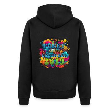 Funky Birthday: Décembre 2019 - Psychadelic - Veste à capuche bio Premium Unisexe - noir - Dos - Nico (187cm)