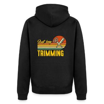 Hairstylist Just Keep Trimming Retro Haircutter - Unisex Premium Organic Zip Hoodie - black - Back - Nico (187cm)