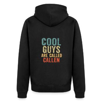 Cool guys are called callen - Unisex Premium Bio Zip Hoodie - Schwarz - Hinten - Nico (187cm)