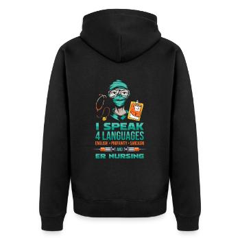 Krankenschwester Notfallkrankenschwester - Unisex Premium Bio Zip Hoodie - Schwarz - Hinten - Nico (187cm)