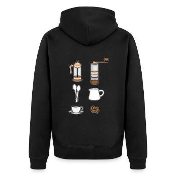 Kaffee Geschenk Männer Kaffee Trinken Barista - Unisex Premium Bio Zip Hoodie - Schwarz - Hinten - Nico (187cm)