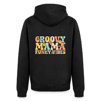 Groovy Mutter Passende Familie Am 1. Geburtstag - Unisex Premium Bio Zip Hoodie - Schwarz - Hinten - Nico (187cm)