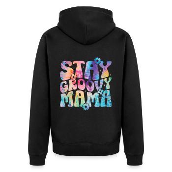 Groovy Mutter Passende Familie Am 1. Geburtstag - Unisex Premium Bio Zip Hoodie - Schwarz - Hinten - Nico (187cm)