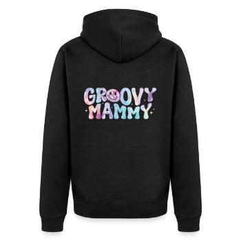Groovy Mutter Passende Familie Am 1. Geburtstag - Unisex Premium Bio Zip Hoodie - Schwarz - Hinten - Nico (187cm)