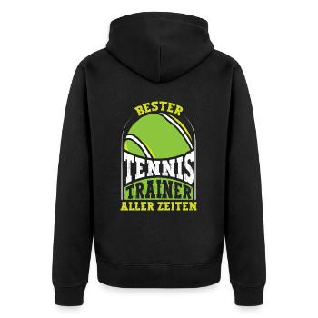 Bester Tennis Trainer aller Zeiten - Unisex Premium Bio Zip Hoodie - Schwarz - Hinten - Nico (187cm)