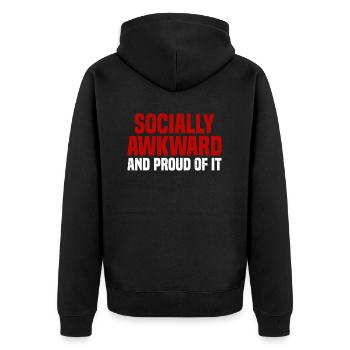 Misanthrop Menschenhasser Asozial Introvertiert - Unisex Premium Bio Zip Hoodie - Schwarz - Hinten - Nico (187cm)