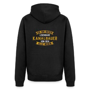 Ich Bin Dieser Legendäre Kanalbauer - Unisex Premium Bio Zip Hoodie - Schwarz - Hinten - Nico (187cm)
