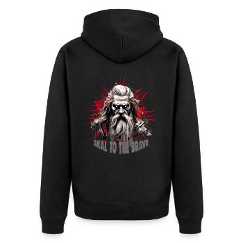 Skal to the brave Wikinger Kultur - Unisex Premium Bio Zip Hoodie - Schwarz - Hinten - Nico (187cm)