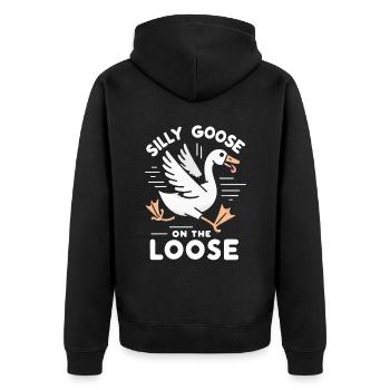Silly Goose at the Loose Meme - Unisex Premium Organic Zip Hoodie - black - Back - Nico (187cm)