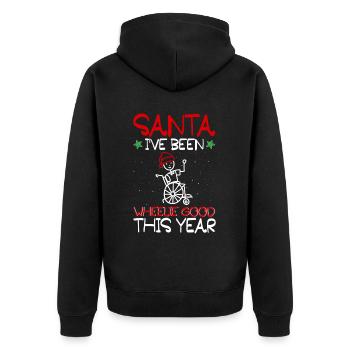 02 Santa I ve Been Wheelie Good This Year - Unisex Premium Bio Zip Hoodie - Schwarz - Hinten - Nico (187cm)