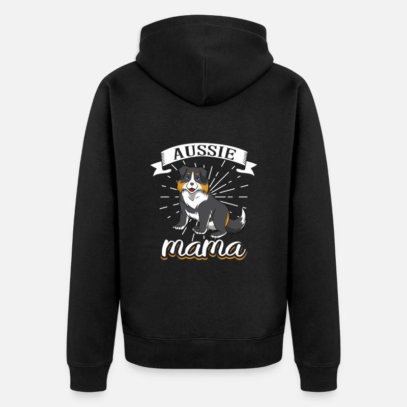 Aussie Mama - Australian Shepherd - Unisex Premium Bio Zip Hoodie - Schwarz