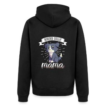 Border Collie Mama - Border Collie - Unisex Premium Bio Zip Hoodie - Schwarz - Hinten - Nico (187cm)