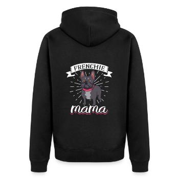 Frenchie Mama - Französische Bulldogge - Unisex Premium Bio Zip Hoodie - Schwarz - Hinten - Nico (187cm)