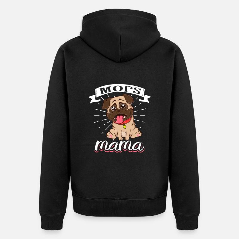 Pug Maman - Carlin - Veste à capuche bio Premium Unisexe - noir