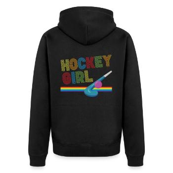 Hockey sur gazon Retro Hockey Fille - Veste à capuche bio Premium Unisexe - noir - Dos - Nico (187cm)