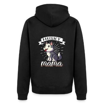Husky Mom - Siberian Husky - Unisex Premium Organic Zip Hoodie - black - Back - Nico (187cm)