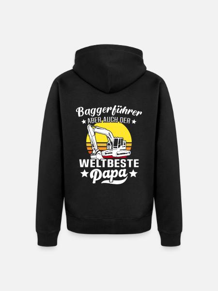 Baggerfahrer Papa Baggerführer - Unisex Premium Bio Zip Hoodie - Schwarz