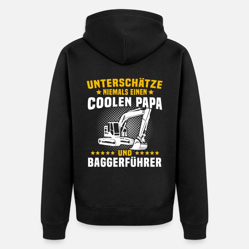 Baggerfahrer Papa Baggerführer - Unisex Premium Bio Zip Hoodie - Schwarz