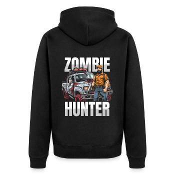 Zombie Halloween Hunter - Unisex Premium Organic Zip Hoodie - black - Back - Nico (187cm)