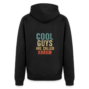 Cool guys are called abram - Unisex Premium Bio Zip Hoodie - Schwarz - Hinten - Nico (187cm)