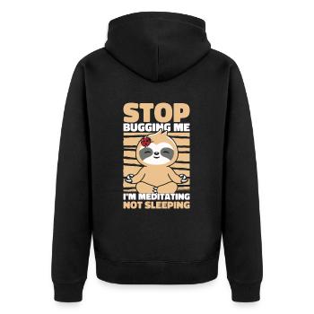 Faultier Faultier Yoga - Unisex Premium Bio Zip Hoodie - Schwarz - Hinten - Nico (187cm)