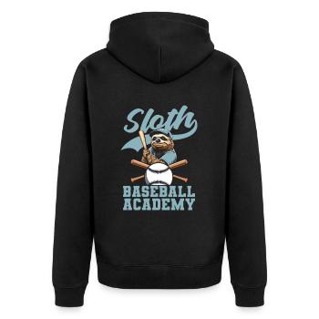Sloth Cool Sloth Baseball - Unisex Premium Organic Zip Hoodie - black - Back - Nico (187cm)