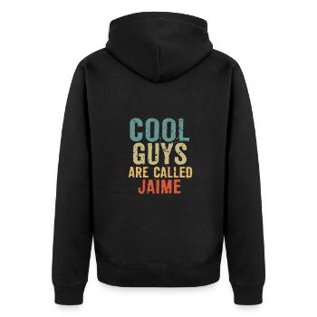 Les mecs cool s’appellent jaime - Veste à capuche bio Premium Unisexe - noir - Dos - Nico (187cm)