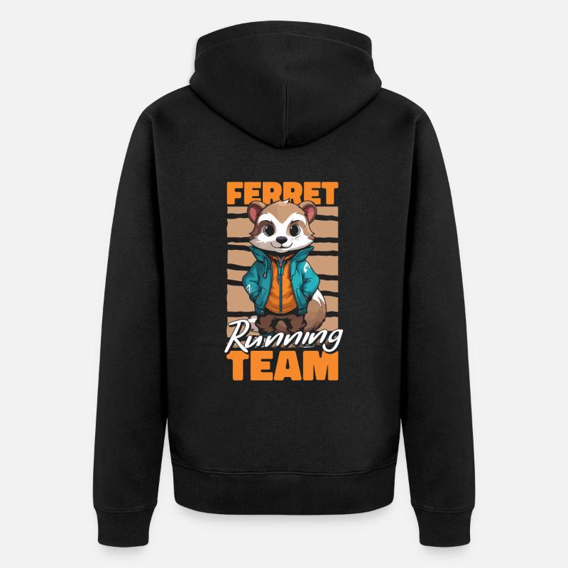Frettchen Iltis Läuft - Unisex Premium Bio Zip Hoodie - Schwarz