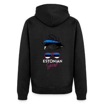 Estnisches Mädchen - Unisex Premium Bio Zip Hoodie - Schwarz - Hinten - Nico (187cm)