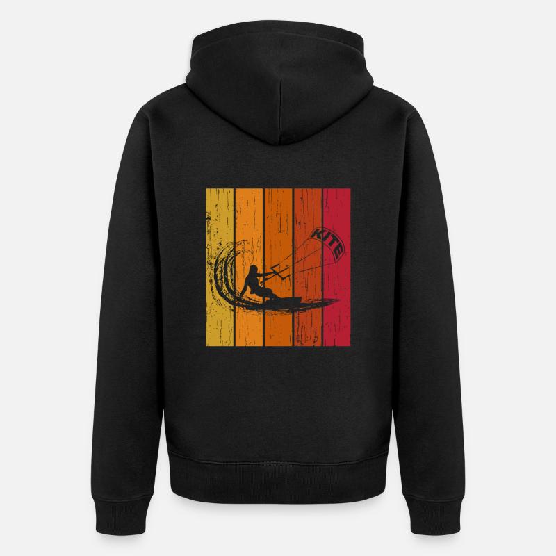 Kite Surfeur Rétro - Veste à capuche bio Premium Unisexe - noir