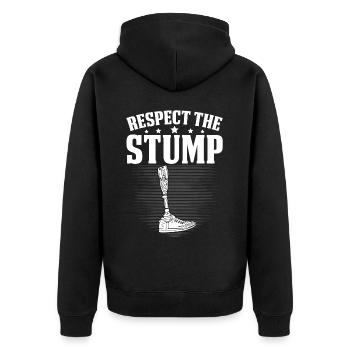Funny Amputee Amputated Leg Prosthesis - Unisex Premium Organic Zip Hoodie - black - Back - Nico (187cm)