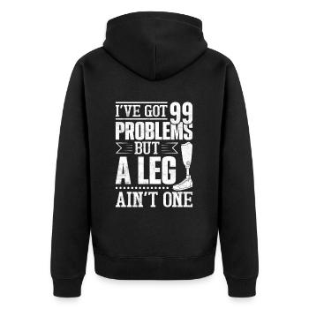 Leg prosthesis amputees - Unisex Premium Organic Zip Hoodie - black - Back - Nico (187cm)
