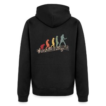 Gitarristen E-Gitarren Akustik-Gitarre Evolution - Unisex Premium Bio Zip Hoodie - Schwarz - Hinten - Nico (187cm)