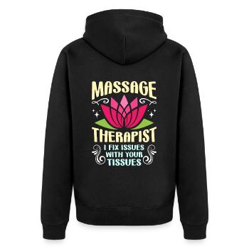 Massothérapeute Je résous les problèmes de physiothérapie - Veste à capuche bio Premium Unisexe - noir - Dos - Nico (187cm)