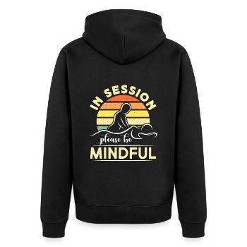 Massage Therapist In Session Please Be Reflexology - Unisex Premium Bio Zip Hoodie - Schwarz - Hinten - Nico (187cm)