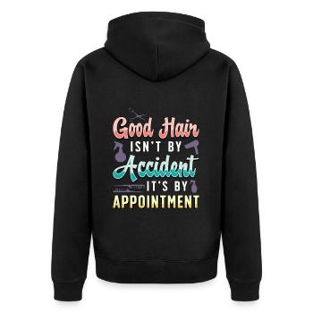 Coiffeur Les bons cheveux ne sont pas par hasard la coiffure - Veste à capuche bio Premium Unisexe - noir - Dos - Nico (187cm)