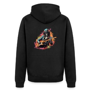 Gitarristen Akustik-Gitarre Country-Musik - Unisex Premium Bio Zip Hoodie - Schwarz - Hinten - Nico (187cm)