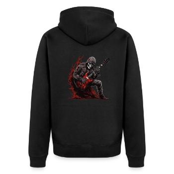 Gitarristen-tshirt E-Gitarren-Saiten - Unisex Premium Bio Zip Hoodie - Schwarz - Hinten - Nico (187cm)