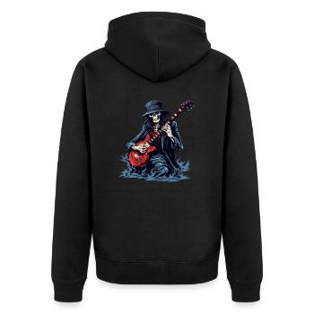 Gitarristen-tshirt E-Gitarren-Saiten - Unisex Premium Bio Zip Hoodie - Schwarz - Hinten - Nico (187cm)