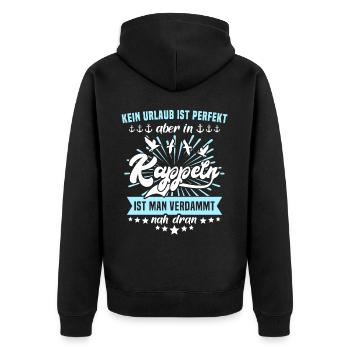 Kappeln - Unisex Premium Bio Zip Hoodie - Schwarz - Hinten - Nico (187cm)