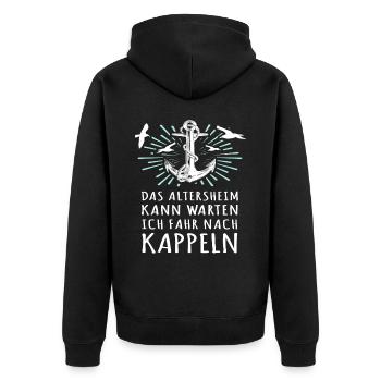 Kappeln Sprüche - Unisex Premium Bio Zip Hoodie - Schwarz - Hinten - Nico (187cm)