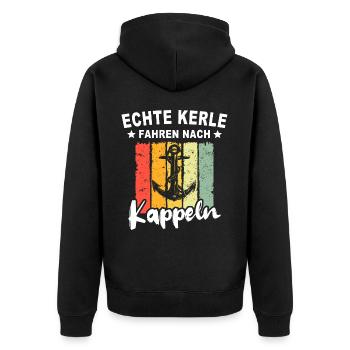 Kappeln - Unisex Premium Bio Zip Hoodie - Schwarz - Hinten - Nico (187cm)