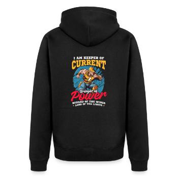 Lineman, Pole Keeper, Current, Bringer der Macht - Unisex Premium Bio Zip Hoodie - Schwarz - Hinten - Nico (187cm)