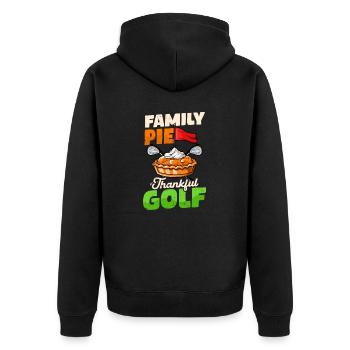 Thanksgiving Golf Family Pie Thankful Golf - Unisex Premium Organic Zip Hoodie - black - Back - Nico (187cm)